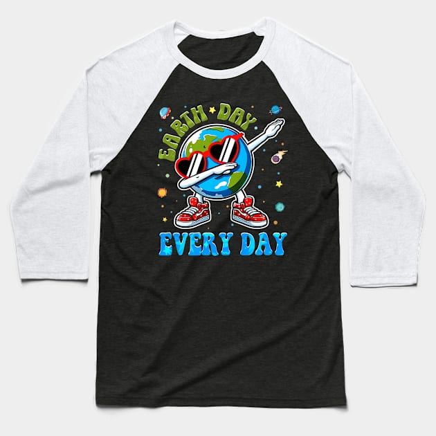 Dabbing Earth With Cute Groovy Make Everyday Earth Day Baseball T-Shirt by Art.Ewing